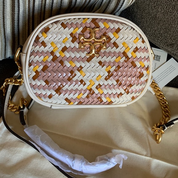 Authentic TORY BURCH Handwoven napa and Leather top zip crossbody - Picture 6 of 11